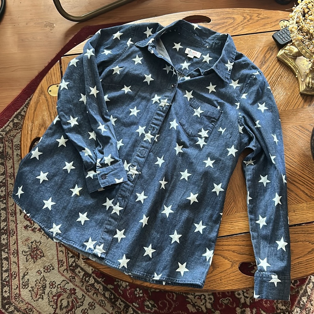 Blue & White Stars Denim Shirt - Picture 8 of 15